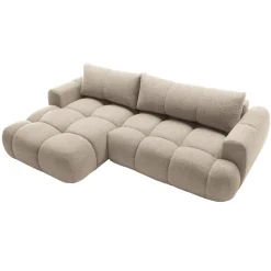 Garnero Arredamenti Divani Angolari|Divani Letto-Divano letto con angolo a sinistra 4 posti 270x173cm con contenitore Litos Tessuto Bouclé Beige