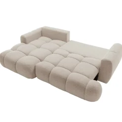 Garnero Arredamenti Divani Angolari|Divani Letto-Divano letto con angolo a sinistra 4 posti 270x173cm con contenitore Litos Tessuto Bouclé Beige