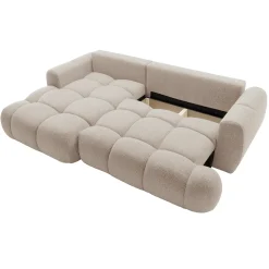 Garnero Arredamenti Divani Angolari|Divani Letto-Divano letto con angolo a sinistra 4 posti 270x173cm con contenitore Litos Tessuto Bouclé Beige