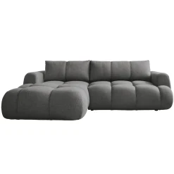 Garnero Arredamenti Divani Angolari|Divani Letto-Divano letto con angolo a sinistra 4 posti 270x173cm con contenitore Litos Tessuto Bouclé Grigio Scuro