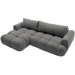 Garnero Arredamenti Divani Angolari|Divani Letto-Divano letto con angolo a sinistra 4 posti 270x173cm con contenitore Litos Tessuto Bouclé Grigio Scuro