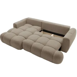 Garnero Arredamenti Divani Angolari|Divani Letto-Divano letto con angolo a sinistra 4 posti 270x173cm con contenitore tessuto bouclé marrone chiaro Litos Tessuto Bouclè Marrone Chiaro