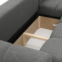 Garnero Arredamenti Divani Angolari|Divani Letto-Divano letto con angolo a destra 4 posti 270x173cm con contenitore Litos Tessuto Bouclé Grigio Scuro