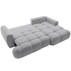 Garnero Arredamenti Divani Angolari|Divani Letto-Divano letto con angolo a destra 4 posti 270x173cm con contenitore Litos Tessuto Bouclé Grigio chiaro