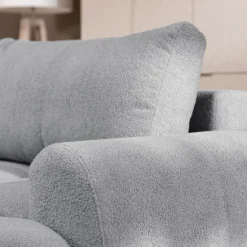 Garnero Arredamenti Divani Angolari|Divani Letto-Divano letto con angolo a destra 4 posti 270x173cm con contenitore Litos Tessuto Bouclé Grigio chiaro