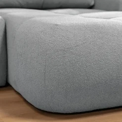 Garnero Arredamenti Divani Angolari|Divani Letto-Divano letto con angolo a destra 4 posti 270x173cm con contenitore Litos Tessuto Bouclé Grigio chiaro