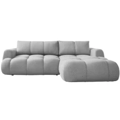Garnero Arredamenti Divani Angolari|Divani Letto-Divano letto con angolo a destra 4 posti 270x173cm con contenitore Litos Tessuto Bouclé Grigio chiaro