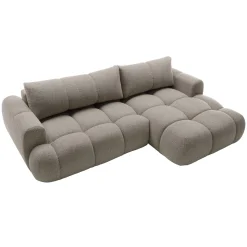 Garnero Arredamenti Divani Angolari|Divani Letto-Divano letto con angolo a destra 4 posti 270x173cm con contenitore Litos Tessuto Bouclé Grigio Tortora