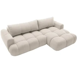 Garnero Arredamenti Divani Angolari|Divani Letto-Divano letto con angolo a destra 4 posti 270x173cm con contenitore Litos Tessuto Bouclé Bianco Crema