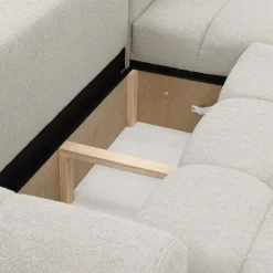 Garnero Arredamenti Divani Angolari|Divani Letto-Divano letto con angolo a destra 4 posti 270x173cm con contenitore Litos Tessuto Bouclé Bianco Crema