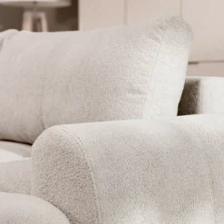 Garnero Arredamenti Divani Angolari|Divani Letto-Divano letto con angolo a destra 4 posti 270x173cm con contenitore Litos Tessuto Bouclé Bianco Crema