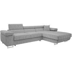 Garnero Arredamenti Divani Angolari|Divani Letto-Divano letto con angolo a destra 4 posti 280x170cm box contenitore a coste grigio Elvio Velluto a Coste Poso Grigio