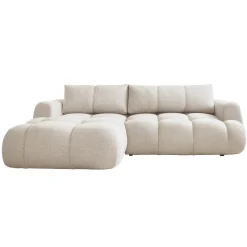 Garnero Arredamenti Divani Angolari|Divani Letto-Divano letto con angolo a sinistra 4 posti 270x173cm con contenitore Litos Tessuto Bouclé Bianco Crema