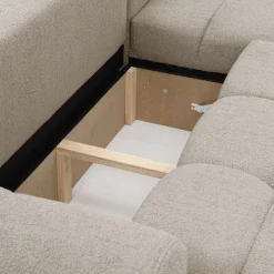 Garnero Arredamenti Divani Angolari|Divani Letto-Divano letto con angolo a sinistra 4 posti 270x173cm con contenitore Litos Tessuto Bouclé Bianco Crema