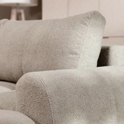 Garnero Arredamenti Divani Angolari|Divani Letto-Divano letto con angolo a sinistra 4 posti 270x173cm con contenitore Litos Tessuto Bouclé Bianco Crema