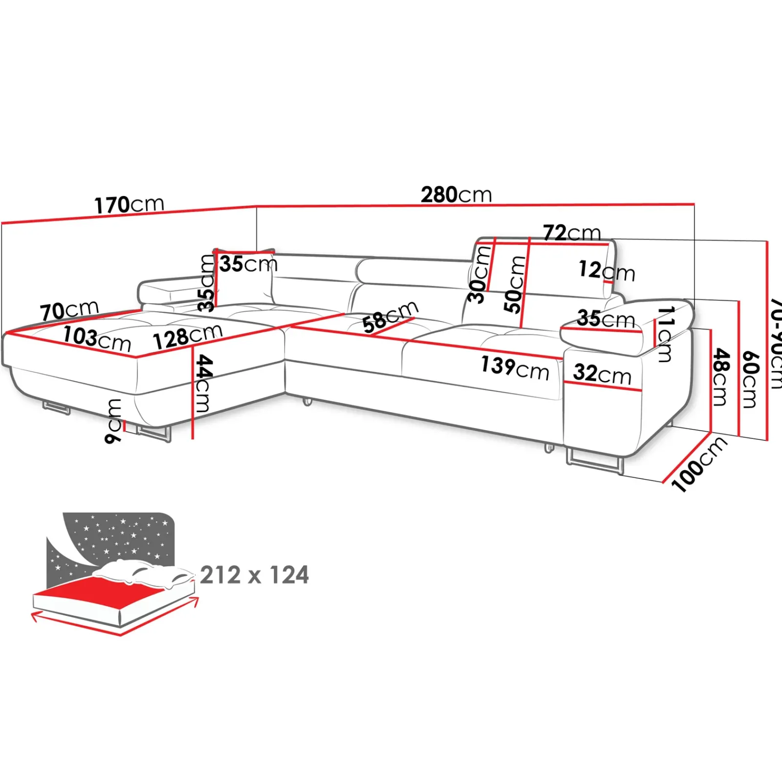 Garnero Arredamenti Divani Angolari|Divani Letto-Divano letto con angolo a sinistra 4 posti 280x170cm box contenitore velluto grigio Elvio Tessuto Vellutato Manila Grigio