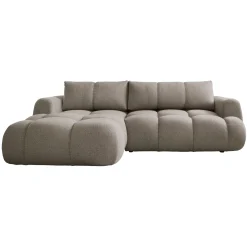 Garnero Arredamenti Divani Angolari|Divani Letto-Divano letto con angolo a sinistra 4 posti 270x173cm con contenitore Litos Tessuto Bouclé Grigio Tortora