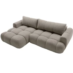 Garnero Arredamenti Divani Angolari|Divani Letto-Divano letto con angolo a sinistra 4 posti 270x173cm con contenitore Litos Tessuto Bouclé Grigio Tortora