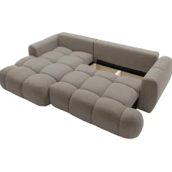 Garnero Arredamenti Divani Angolari|Divani Letto-Divano letto con angolo a sinistra 4 posti 270x173cm con contenitore Litos Tessuto Bouclé Grigio Tortora