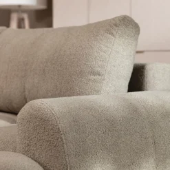 Garnero Arredamenti Divani Angolari|Divani Letto-Divano letto con angolo a destra 4 posti 270x173cm con contenitore tessuto bouclé marrone chiaro Litos Tessuto Bouclè Marrone Chiaro