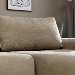 Garnero Arredamenti Divani Angolari|Divani Letto-Divano letto con angolo a destra 4 posti 270x173cm con contenitore tessuto bouclé marrone chiaro Litos Tessuto Bouclè Marrone Chiaro