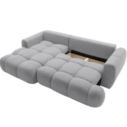 Garnero Arredamenti Divani Angolari|Divani Letto-Divano letto con angolo a sinistra 4 posti 270x173cm con contenitore Litos Tessuto Bouclé Grigio chiaro