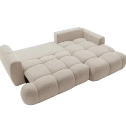 Garnero Arredamenti Divani Angolari|Divani Letto-Divano letto con angolo a destra 4 posti 270x173cm con contenitore Litos Tessuto Bouclé Beige