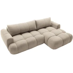 Garnero Arredamenti Divani Angolari|Divani Letto-Divano letto con angolo a destra 4 posti 270x173cm con contenitore Litos Tessuto Bouclé Beige