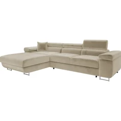 Garnero Arredamenti Divani Angolari|Divani Letto-Divano letto con angolo a sinistra 4 posti 280x170cm box contenitore velluto beige Elvio Tessuto Vellutato Manila Beige