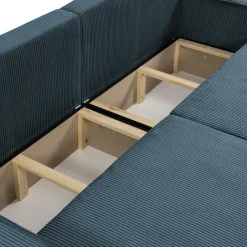 Garnero Arredamenti Divani Lineari|Divani Letto-Divano letto matrimoniale 3 posti 245x90cm velluto a coste blu Ploffy Velluto Poso Blu