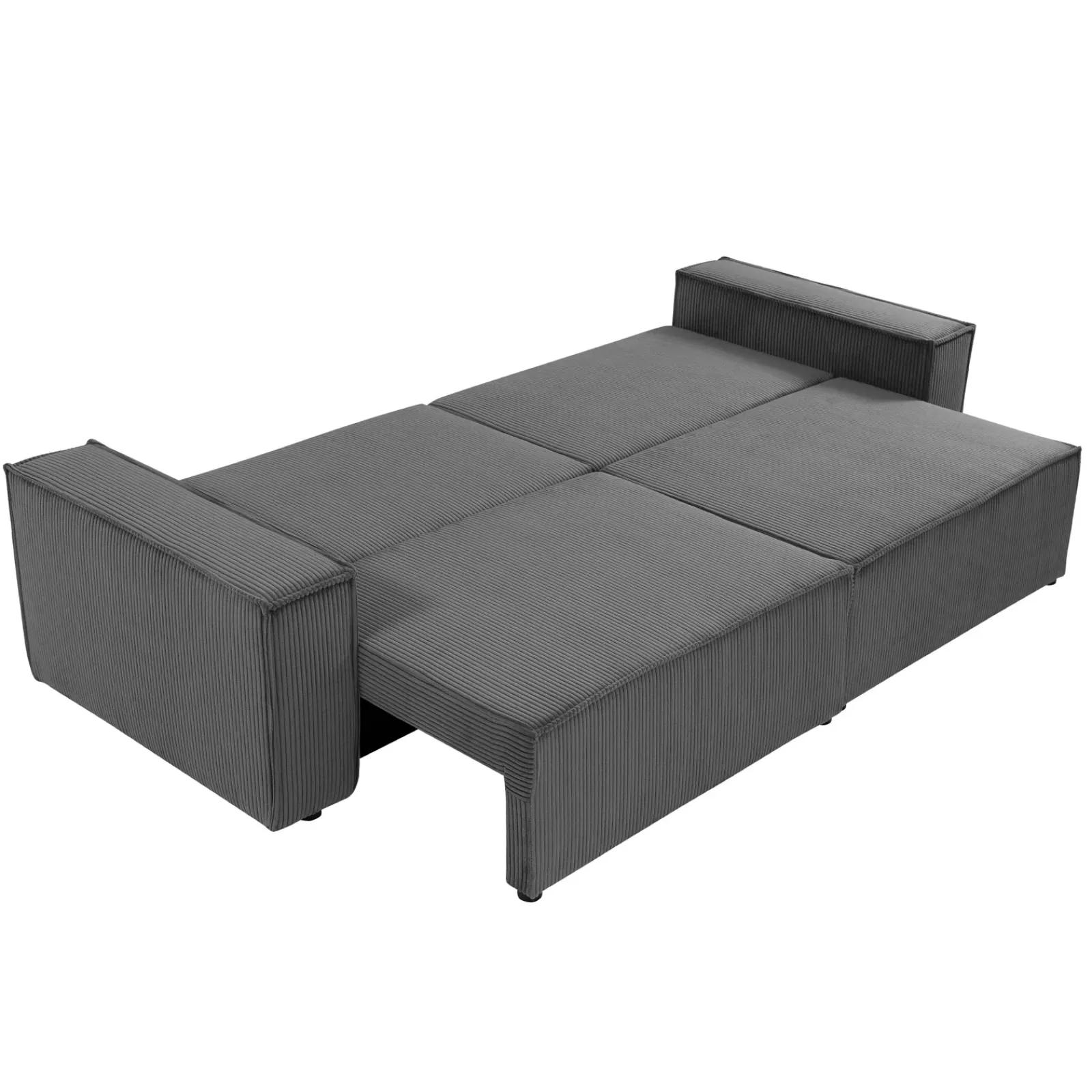 Garnero Arredamenti Divani Lineari|Divani Letto-Divano letto matrimoniale 3 posti 245x90cm velluto a coste grigio antracite Ploffy Velluto Poso Antracite