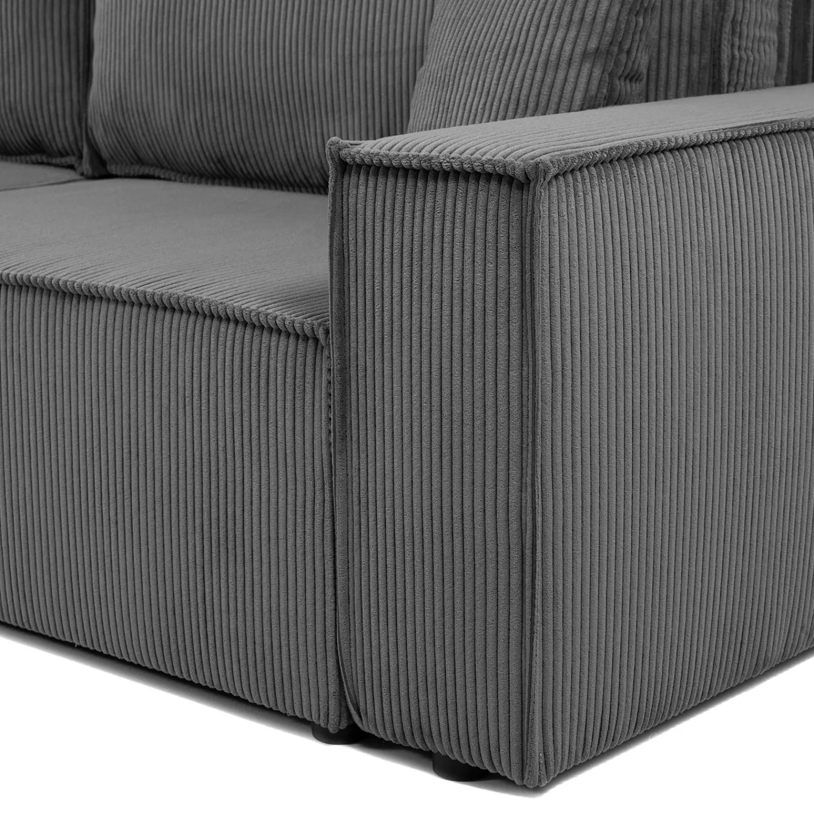 Garnero Arredamenti Divani Lineari|Divani Letto-Divano letto matrimoniale 3 posti 245x90cm velluto a coste grigio antracite Ploffy Velluto Poso Antracite