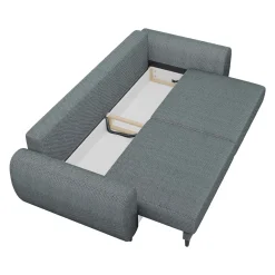 Garnero Arredamenti Divani Lineari|Divani Letto-Divano letto matrimoniale 3 posti 251x95cm tessuto grigio scuro Pluffy Tessuto Peluche Onega Grigio Scuro