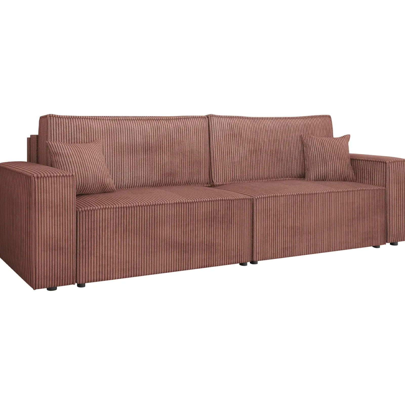 Garnero Arredamenti Divani Lineari|Divani Letto-Divano letto matrimoniale 3 posti 245x90cm velluto a coste rosa Ploffy Velluto Poso Rosa