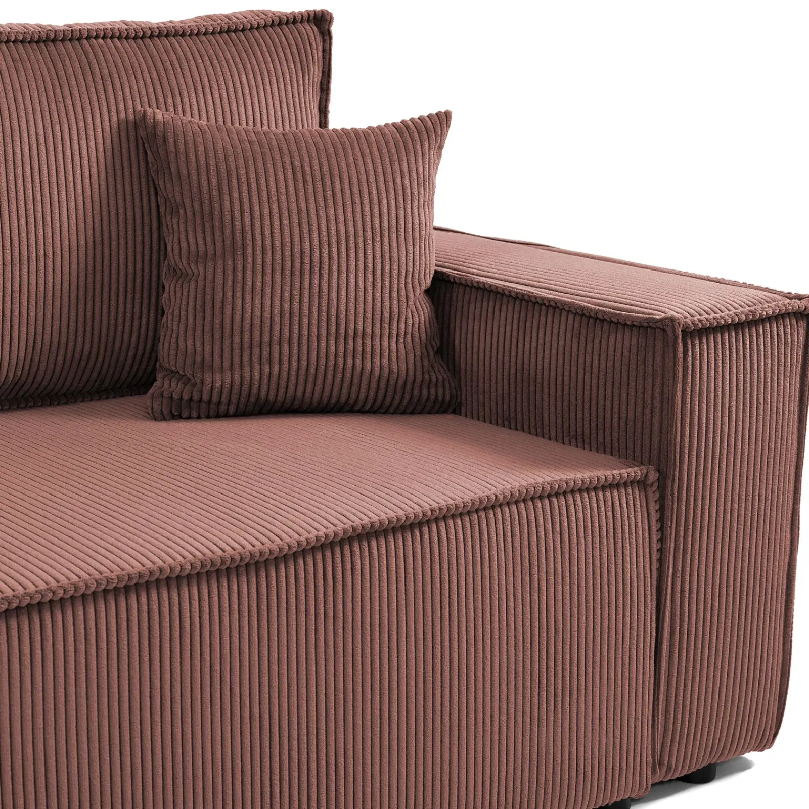 Garnero Arredamenti Divani Lineari|Divani Letto-Divano letto matrimoniale 3 posti 245x90cm velluto a coste rosa Ploffy Velluto Poso Rosa