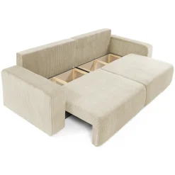 Garnero Arredamenti Divani Lineari|Divani Letto-Divano letto matrimoniale 3 posti 248x90cm velluto a coste beige Slurp Velluto Poso Beige