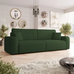 Garnero Arredamenti Divani Lineari|Divani Letto-Divano letto matrimoniale 3 posti 248x90cm velluto a coste verde Slurp Velluto Poso Verde