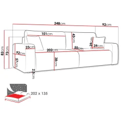 Garnero Arredamenti Divani Lineari|Divani Letto-Divano letto matrimoniale 3 posti 248x90cm velluto a coste verde Slurp Velluto Poso Verde