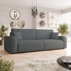Garnero Arredamenti Divani Lineari|Divani Letto-Divano letto matrimoniale 3 posti 248x90cm velluto a coste grigio antracite Slurp Velluto Poso Antracite