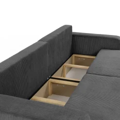 Garnero Arredamenti Divani Lineari|Divani Letto-Divano letto matrimoniale 3 posti 248x90cm velluto a coste grigio antracite Slurp Velluto Poso Antracite