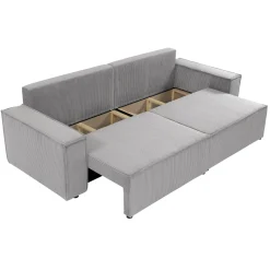 Garnero Arredamenti Divani Lineari|Divani Letto-Divano letto matrimoniale 3 posti 245x90cm velluto a coste grigio Ploffy Velluto Poso Grigio