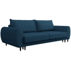 Garnero Arredamenti Divani Lineari|Divani Letto-Divano letto matrimoniale 3 posti 251x95cm tessuto blu Pluffy Tessuto Peluche Onega Blu