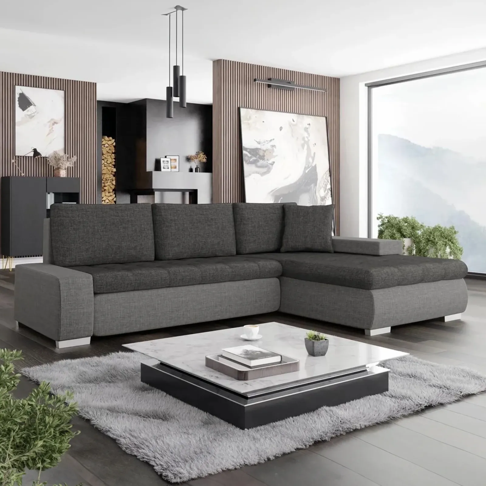 Garnero Arredamenti Divani Angolari|Divani Letto-Divano letto matrimoniale 3 posti 265cm grigio chiaro e scuro Bette