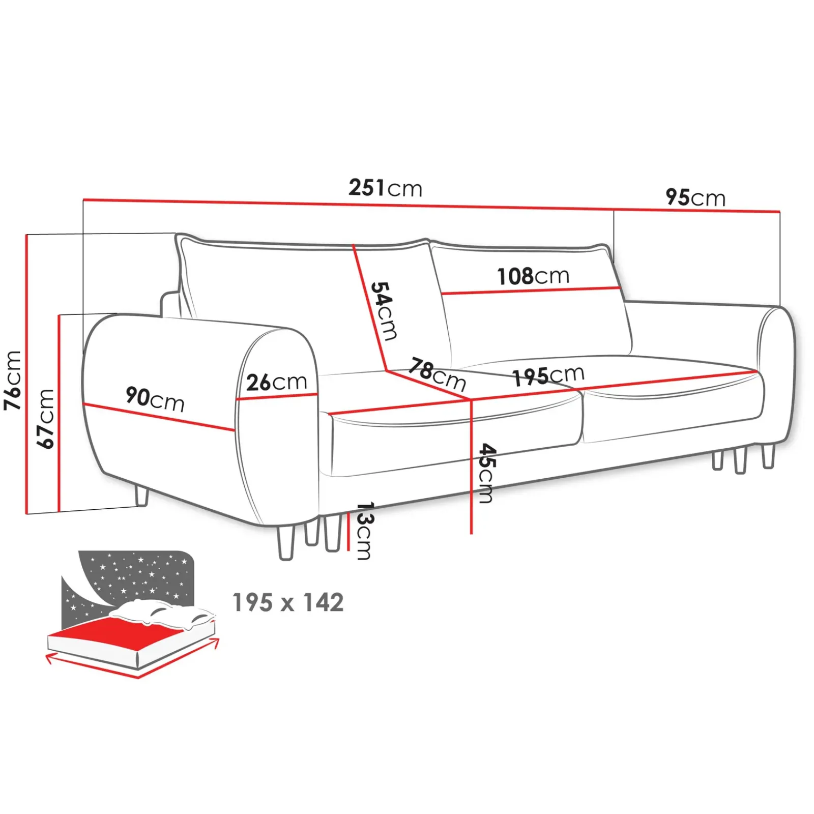 Garnero Arredamenti Divani Lineari|Divani Letto-Divano letto matrimoniale 3 posti 251x95cm tessuto tortora Pluffy Tessuto Peluche Onega Tortora