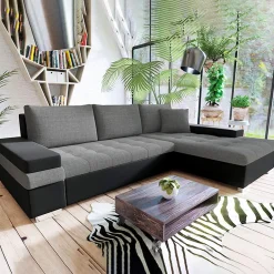 Garnero Arredamenti Divani Angolari|Divani Letto-Divano letto matrimoniale angolare 3 posti 274cm grigio nero Apollina