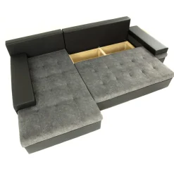 Garnero Arredamenti Divani Angolari|Divani Letto-Divano letto matrimoniale angolare 3 posti 274cm grigio nero Apollina