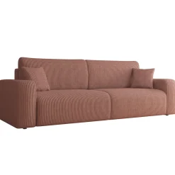 Garnero Arredamenti Divani Lineari|Divani Letto-Divano letto matrimoniale 3 posti 248x90cm velluto a coste rosa Slurp Velluto Poso Rosa