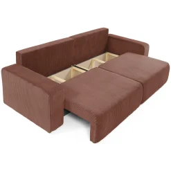 Garnero Arredamenti Divani Lineari|Divani Letto-Divano letto matrimoniale 3 posti 248x90cm velluto a coste rosa Slurp Velluto Poso Rosa