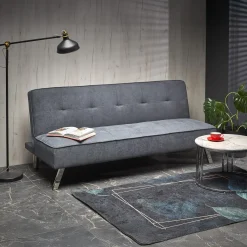 Garnero Arredamenti Divani Letto|Divani Letto-Divano letto pieghevole 173x83cm 3 posti moderno in tessuto Veliero Grigio