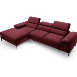 Garnero Arredamenti Divani Angolari|Divani Letto-Divano letto regolabile angolare sinistra 4 posti 288x182cm tessuto rosso bordeaux Loungey Tessuto Vellutato Vogue Bordeaux